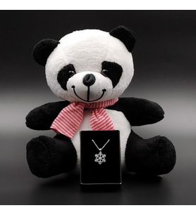 Tatlı Peluş Panda & Kar Tanesi Kolye Hediye Seti