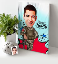 BK Gift Kişiye Özel Asker Karikatür Kanvas Tablo 30x50cm 2