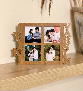 Kişiye Özel 4 Fotoğraflı İyiki Varsın Mdf Çerçeve Ahşap