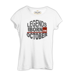 Legends Born in October - Wave Beyaz Kadın Tshirt