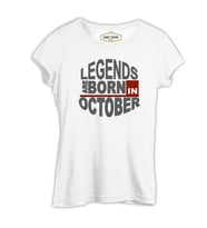 Legends Born in October - Wave Beyaz Kadın Tshirt