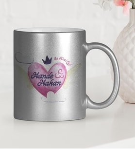 BK Gift Kişiye Özel Sevgililer Günü Temalı Gümüş Yaldızlı Kupa Bardak  24