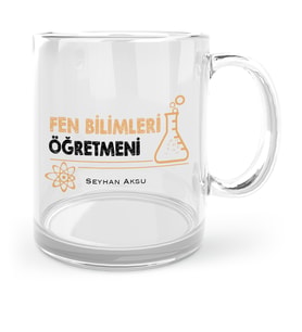 BK Gift Kişiye Özel Fen Bilimleri Öğretmeni Cam Kupa Bardak  4