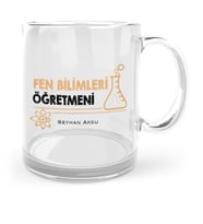 BK Gift Kişiye Özel Fen Bilimleri Öğretmeni Cam Kupa Bardak  4