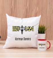 Radyolog Kare Yastık ve Kırmızı Kupa Bardak