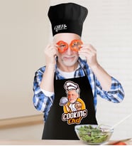 BK Gift Kişiye Özel Bay Chef Karikatürlü Siyah Mutfak Önlüğü Aşçı Şapkası Seti-15