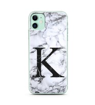 Iphone 11 Beyaz Mermer Harf Tasarımlı Telefon Kılıfı K-Harfi 