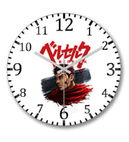 Berserk  Guts Puck Duvar Saati Bombeli Gercek Cam