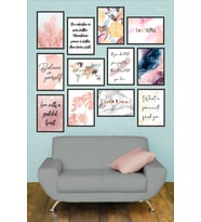 12 Parça Çerçeve Görünümlü Mdf Tablo Seti / Ilham Veren Duvar Dekorasyonu TB-026