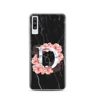 Mermer Çiçekli Harf Tasarım Süper Şeffaf Silikon Telefon Kılıfı Samsung A70 D-Ha