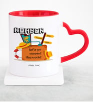 BK Gift Kişiye Özel Mesleki Rehber Kırmızı Kalpli Kupa Bardak