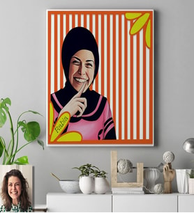 BK Gift Kişiye Özel Türbanlı Karikatür  Kanvas Tablo  50x70cm 41777
