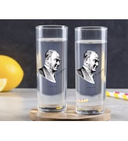 BK Gift Kişiye Özel Renkli Baskılı Atatürk Temalı İkili Vodka Bardağı-10 (Beyaz)