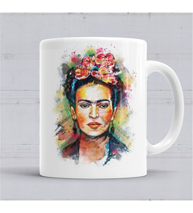 Frida Kahlo Renkli Çiçekli Kupa Bardak Porselen
