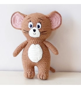 Amigurumi Örgü Oyuncak Fare Jerry (Kahverengi)