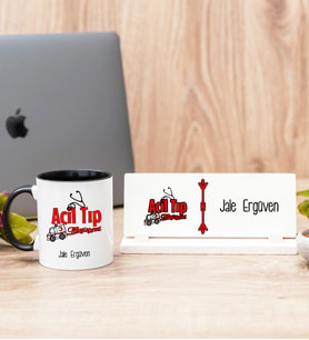 Acil Tıp Teknisyeni Siyah Kupa Bardak Ve Masa İsimliği Hediye Seti
