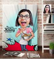 BK Gift Kişiye Özel Ev Hanımı Karikatür Kanvas Tablo 70x100cm 3