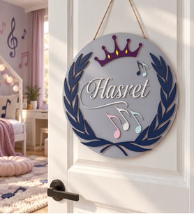 Notalı İsme Özel Çocuk Odası Kapı Süsü (Karışık)