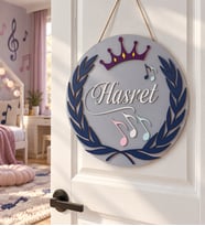 Notalı İsme Özel Çocuk Odası Kapı Süsü (Karışık)