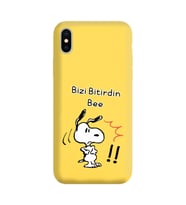 Snoopy Tasarımlı Sarı Lansman Telefon Kılıfı İphone Xs Max