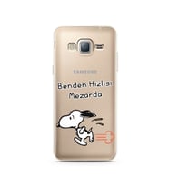 Snoopy Tasarımlı Süper Şeffaf Silikon Telefon Kılıfı Samsung J3 (2016)