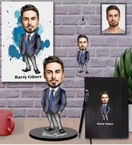 Kişiye Özel Öğretmen Karikatürlü 5 li Hediye Seti Bay-7