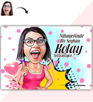 BK Gift Kişiye Özel Bayan Karikatür Baskılı Yaş Pasta İçin Yenilebilir Şekerli Kağıt  7(Sadece Kağıt)