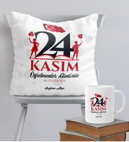 BK Gift Kişiye Özel Öğretmenler Günü Temalı Yastık Kupa Seti - 2