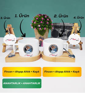 İkili Sevgiliye Sevgililer Günü Hediyesi 11 Kısa Kupa Bardak Anahtarlık