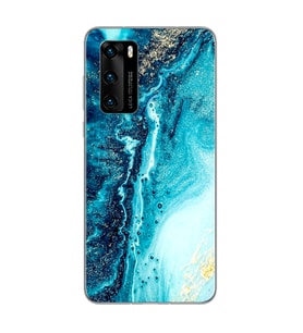 Mavi Kumsal Tasarımlı Süper Şeffaf Silikon Telefon Kılıfı Huawei P40