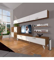 Decoraktiv Eko 8 Slm Std Retro Tv Ünitesi Tv Sehpası (Beyaz - Kahverengi)