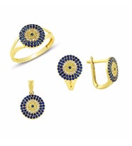 Sosyete gözlü üçlü set 5.75 Gram 14 Ayar Altın (Çok Renkli)