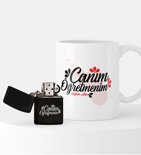 BK Gift Kişiye Özel Canım Öğretmenim Temalı Çakmak ve Kupa Seti - 3