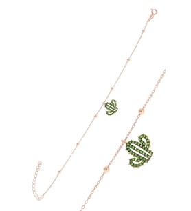 Söğütlü Silver Gümüş rose top top zincirli kaktüs bileklik