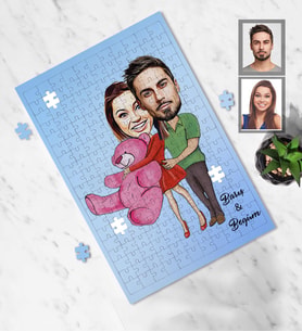 Kişiye Özel Sevgili Karikatürlü A4 99 Parça Puzzle Model 8