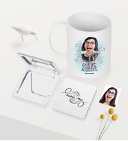 BK Gift Kişiye Özel Canım Annem Karikatürlü Beyaz Kupa Ayna Seti (Model 1)