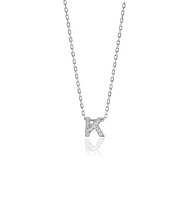 Söğütlü Silver Gümüş  rodyumlu üç boyutlu minimal K gümüş harf kolye