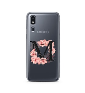 Pembe Çiçekli Harf Tasarım Süper Şeffaf Silikon Telefon Kılıfı Samsung A2 Core M