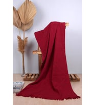 %100 Pamuk 70x150 Yazı Jakarlı Plaj Havlusu (Kırmızı)