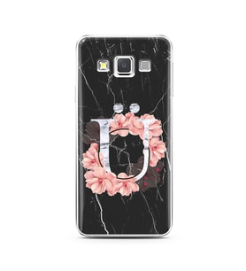 Mermer Çiçekli Harf Tasarım Süper Şeffaf Silikon Telefon Kılıfı Samsung A3 (2015