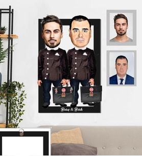 Kişiye Özel enler Siyah Önlük Karikatürlü 3D Ahşap Tablo 30x47 Erkek Arkadaş-1