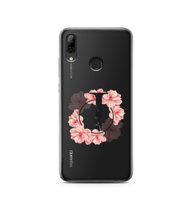 Pembe Çiçekli Harf Tasarım Süper Şeffaf Silikon Telefon Kılıfı Huawei Y6 (Prime)