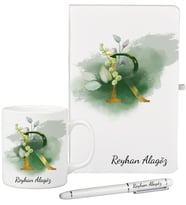 Kişiye Özel Şık Tasarımlı Anneye Hediye Beyaz Defter ve Kupa Kalem Seti