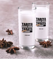 BK Gift Kişiye Özel Renkli Baskılı Yarıya Kadar Değil Yaraya Kadar İkili Rakı Bardağı Seti-2 (Beyaz)