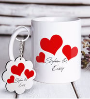 BK Gift Kişiye Özel Sevgililer Günü Beyaz Kupa ve Anahtarlık Hediye Seti-82 (Model 1)