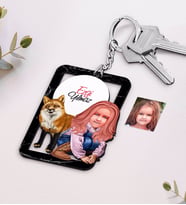 BK Gift Kişiye Özel Kız Çocuk Karikatürlü Ahşap Anahtarlık-9 (Beyaz)