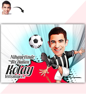 BK Gift Kişiye Özel Bay Futbolcu Siyah Beyaz Karikatür Baskılı Yaş Pasta İçin Yenilebilir Şekerli Kağıt  1(Sadece Kağıt)