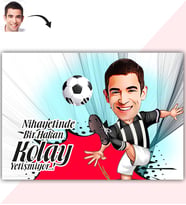 BK Gift Kişiye Özel Bay Futbolcu Siyah Beyaz Karikatür Baskılı Yaş Pasta İçin Yenilebilir Şekerli Kağıt  1(Sadece Kağıt)