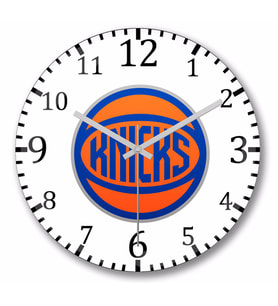 New York Knicks Logo Duvar Saati Bombeli Gercek Cam