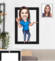 Kişiye Özel İş Kadını Karikatürlü 3D Ahşap Tablo 30x47 Bayan-12